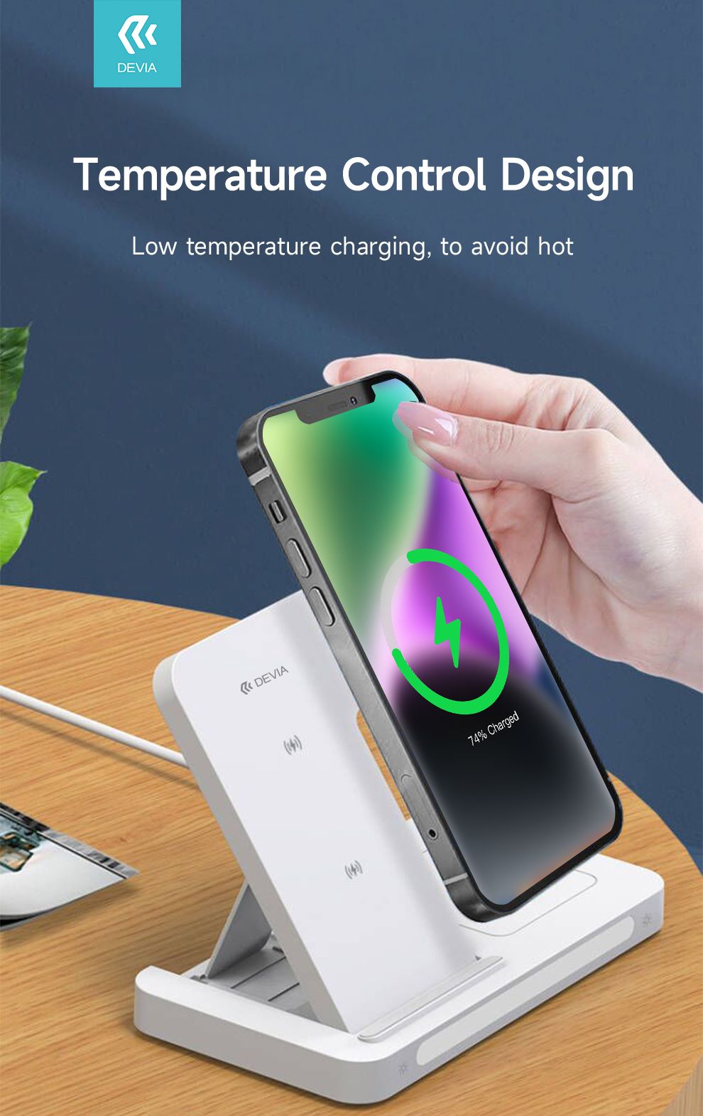 DEVIA Smart Series 3 In 1 Bracket Wireless Charger - White