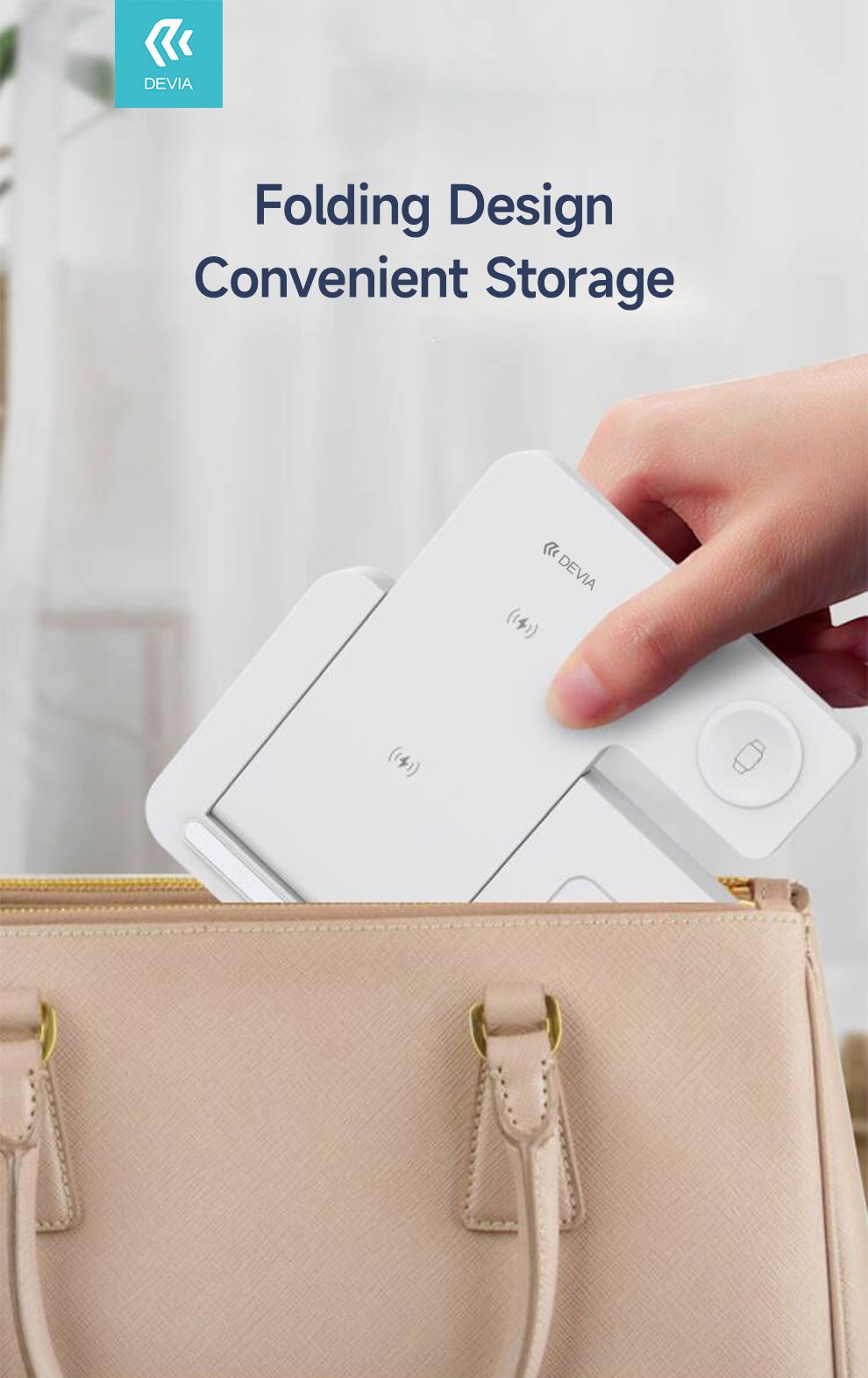 DEVIA Smart Series 3 In 1 Bracket Wireless Charger - White