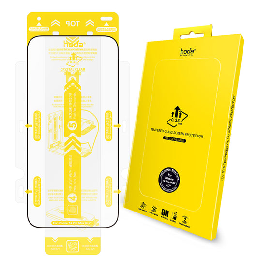 Hoda 0.33mm Full Coverage Tempered Glass Screen Protector for iPhone 14 Pro, 14 Pro Max / iPhone 14, 14 Plus / iPhone 13, 13 Pro, 13 Pro Max