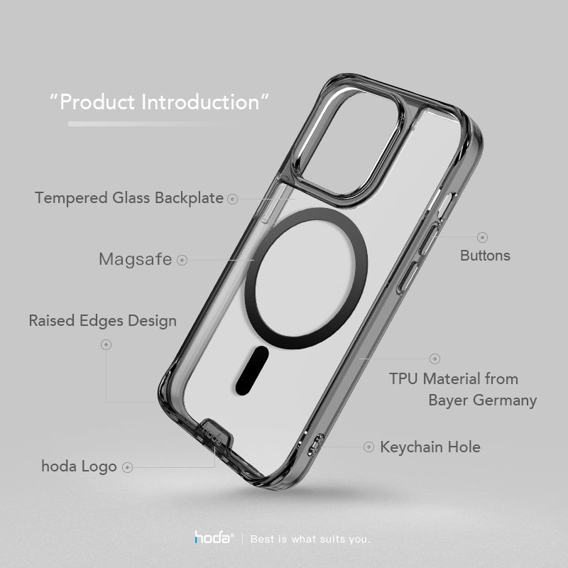 Hoda Crystal Pro Magnet Glass MagSafe Case Military Standard for iPhone 14 Pro, 14 Pro Max / iPhone 14, 14 Plus