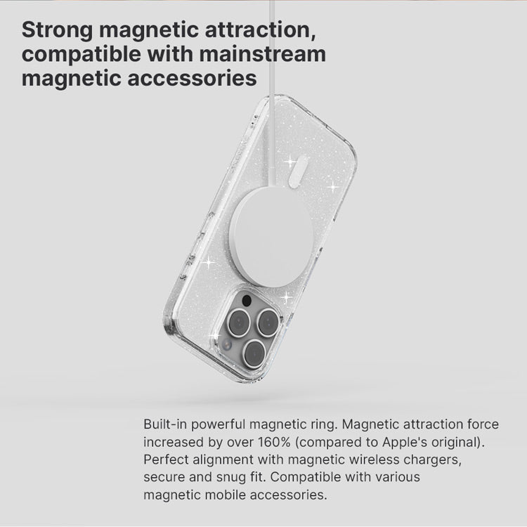 Power Support JTLEGEND Glitter Mag Hybrid Cushion Case with MagSafe for Apple iPhone 16 Series (2024)