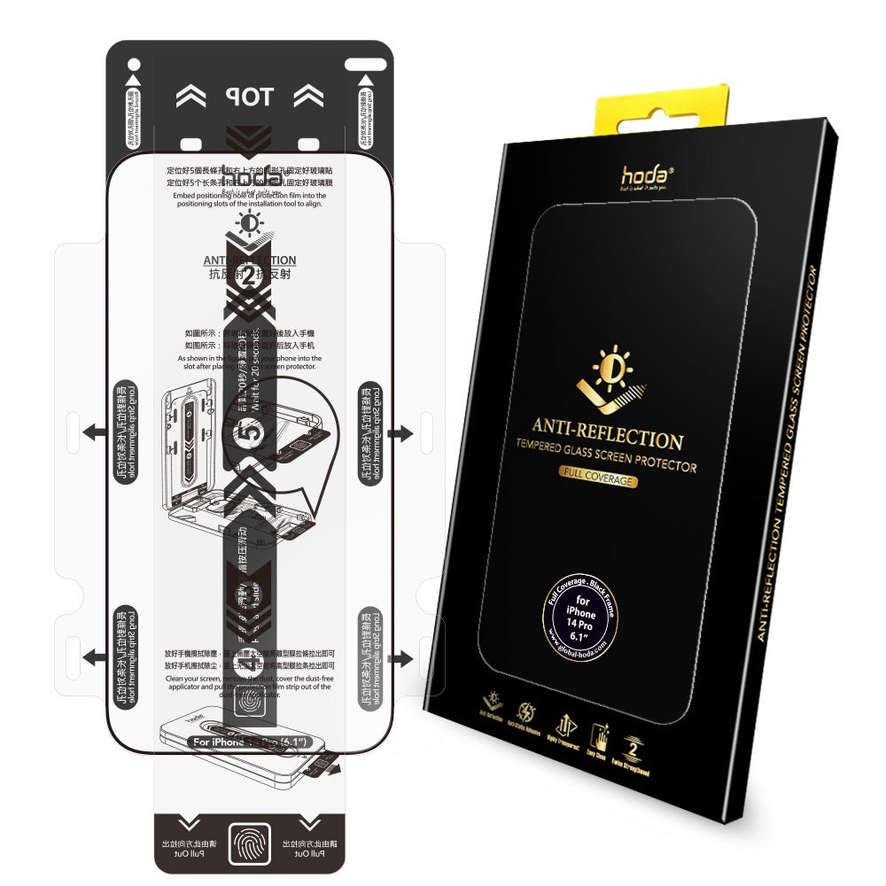Hoda Anti-Reflection Full Coverage Tempered Glass Screen Protector for iPhone 14 Pro, 14 Pro Max / iPhone 14, 14 Plus / iPhone 13, 13 Pro, 13 Pro Max