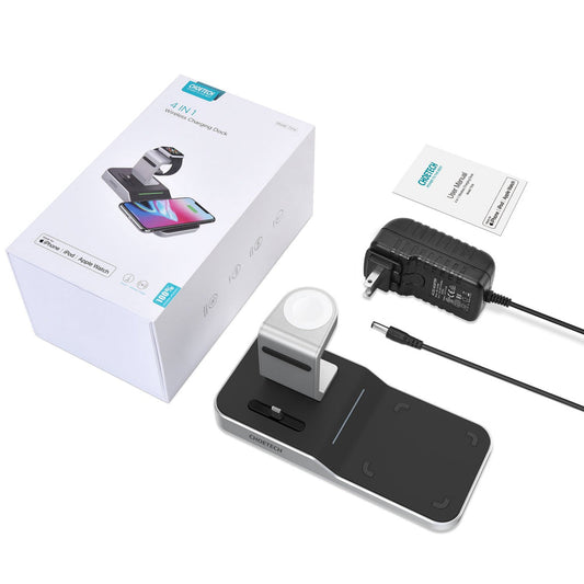 Choetech 4 In 1 Wireless Charging Dock iPhone + Apple Watch, Black (MFI) (T316)