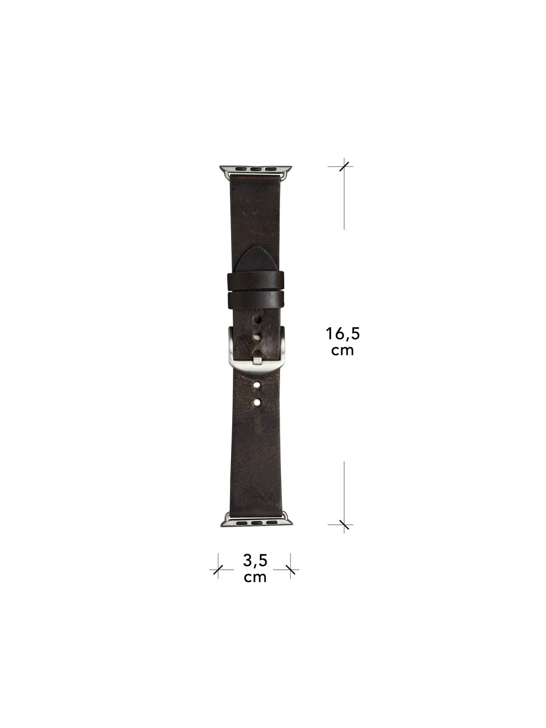 dbramante1928 Bornholm Handcrafted Full-grain Leather Watch Strap for Apple Watch 46mm (2024)/49mm/45mm/44mm/42mm - Dark Brown/Silver