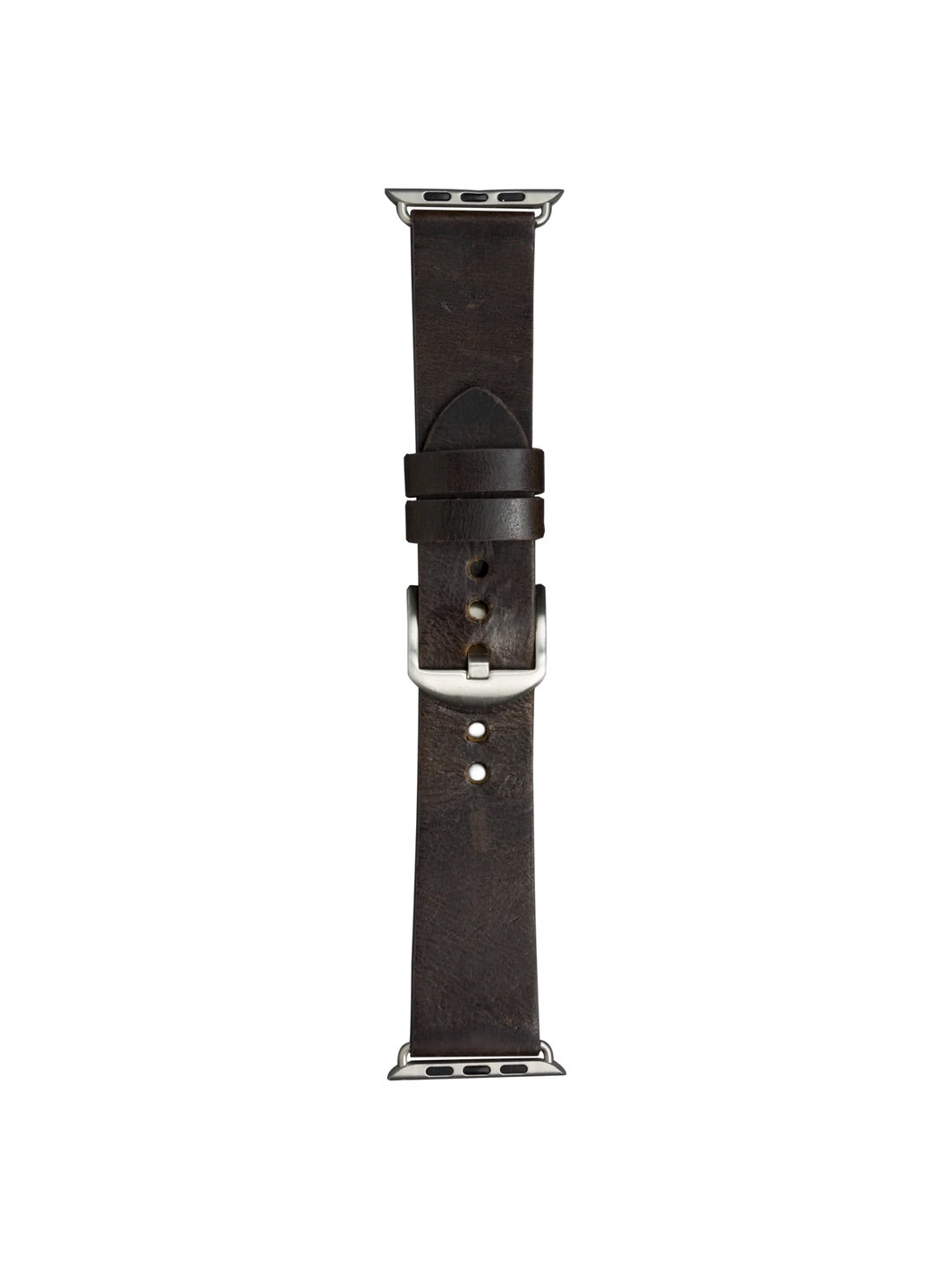 dbramante1928 Bornholm Handcrafted Full-grain Leather Watch Strap for Apple Watch 46mm (2024)/49mm/45mm/44mm/42mm - Dark Brown/Silver