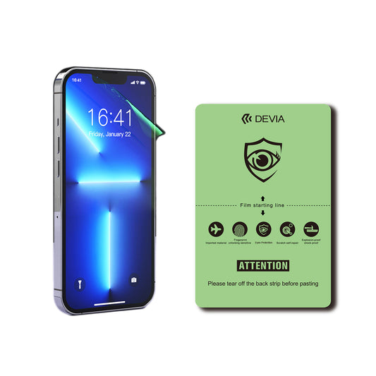 Devia Intelligent Green Ray Protective Front Film For Smartphone, Screen Protector Or Body Wrap, Clear