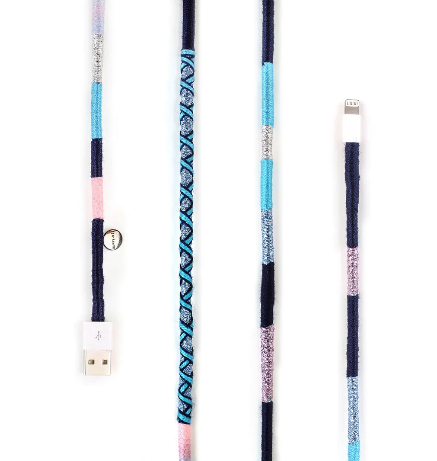 Komass USB-A to Lightning Cable - Blue, Black, Gray