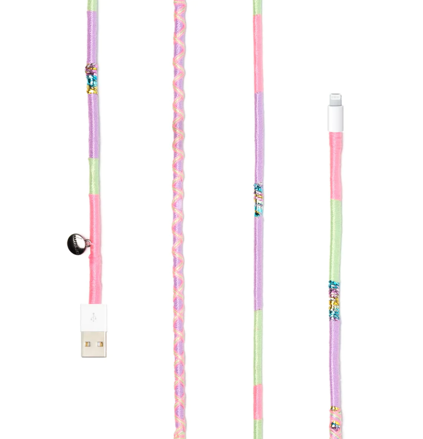 Komass USB-A to Lightning Cable - Pink, Green, Purple