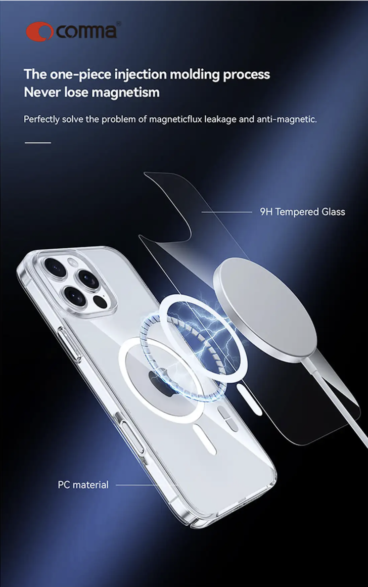 Comma Glass Series Magnetic Case with MagSafe for iPhone 17 Series (2025) - Clear (Jaz Authentic)