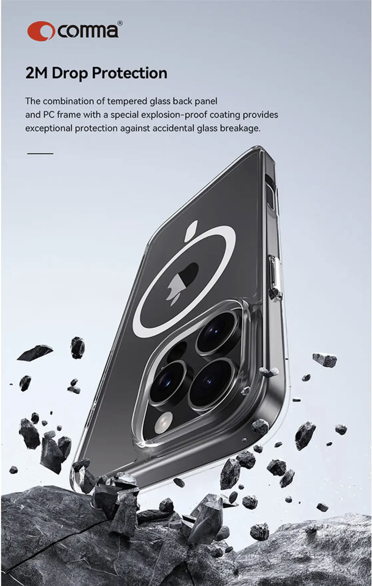 Comma Glass Series Magnetic Case with MagSafe for iPhone 17 Series (2025) - Clear (Jaz Authentic)