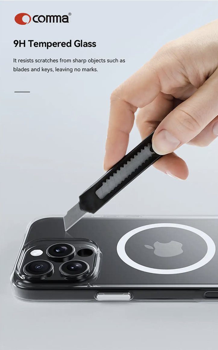 Comma Glass Series Magnetic Case with MagSafe for iPhone 17 Series (2025) - Clear (Jaz Authentic)
