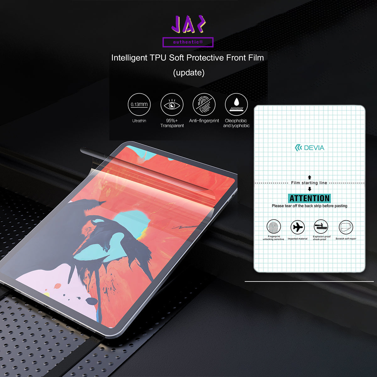 Devia Intelligent TPU Soft Protective Front Film For Smartphone, Screen Protector Or Body Wrap, Clear