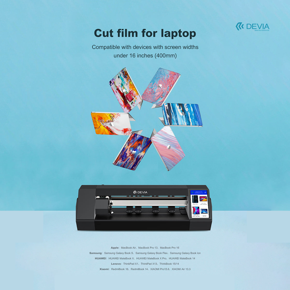 Devia Intelligent Film Cutting Machine Laptop Size With Touch Screen, Built-In App+Bluetooth, Black