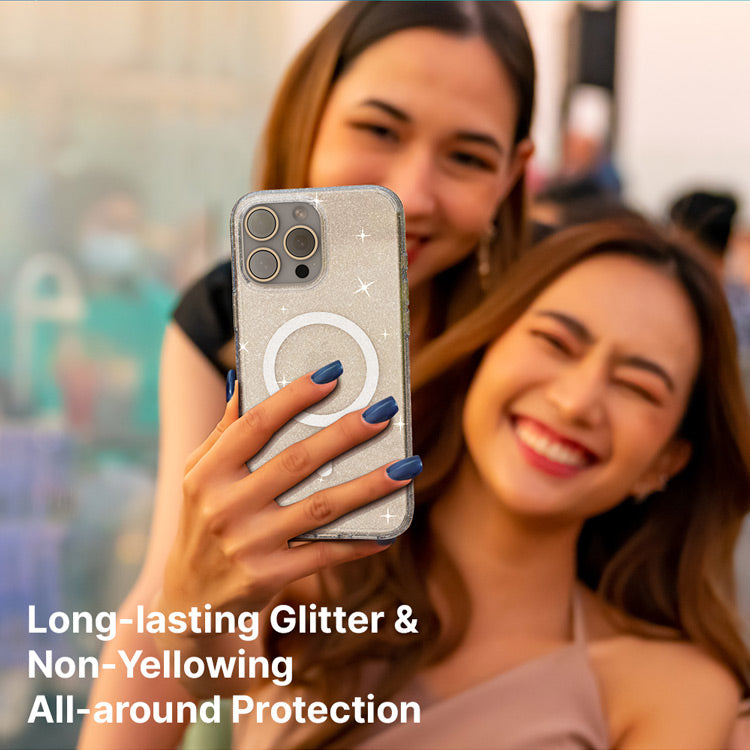 Power Support JTLEGEND Glitter Mag Hybrid Cushion Case with MagSafe for Apple iPhone 16 Series (2024)
