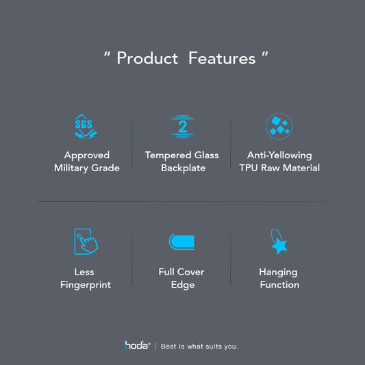 Hoda Crystal Pro Magnet Glass MagSafe Case Military Standard for iPhone 14 Pro, 14 Pro Max / iPhone 14, 14 Plus