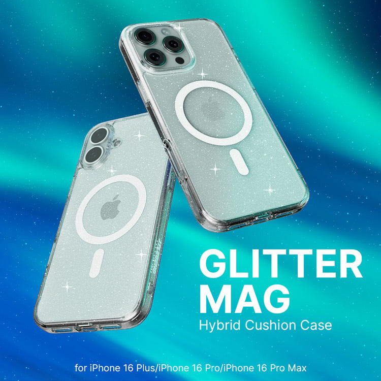 Power Support JTLEGEND Glitter Mag Hybrid Cushion Case with MagSafe for Apple iPhone 16 Series (2024)