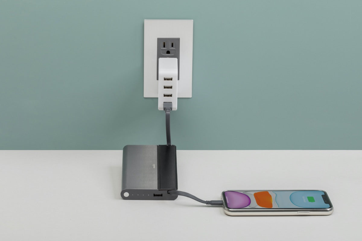 Moshi IonBank 10K Portable Battery with Built-in Lightning Cable, Gray