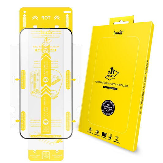 Hoda 0.33mm Full Coverage Tempered Glass Screen Protector for iPhone 14 Pro, 14 Pro Max / iPhone 14, 14 Plus / iPhone 13, 13 Pro, 13 Pro Max