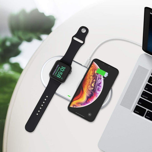 Choetech 2 in 1 Fast Wireless Charger with Stand for Apple Watch Foldable Dual Charge (T317)