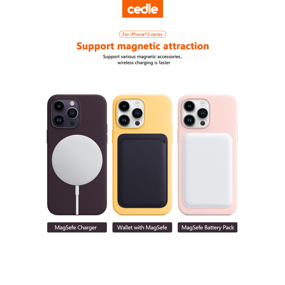Cedle Silicone Magnetic Case with MagSafe for iPhone 15 Series (2023)
