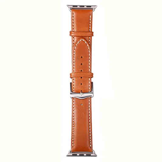 dbramante1928 Copenhagen Handcrafted Full-grain Leather Watch Strap for Apple Watch 42mm (2024)/41mm/40mm/38mm - Tan/Silver