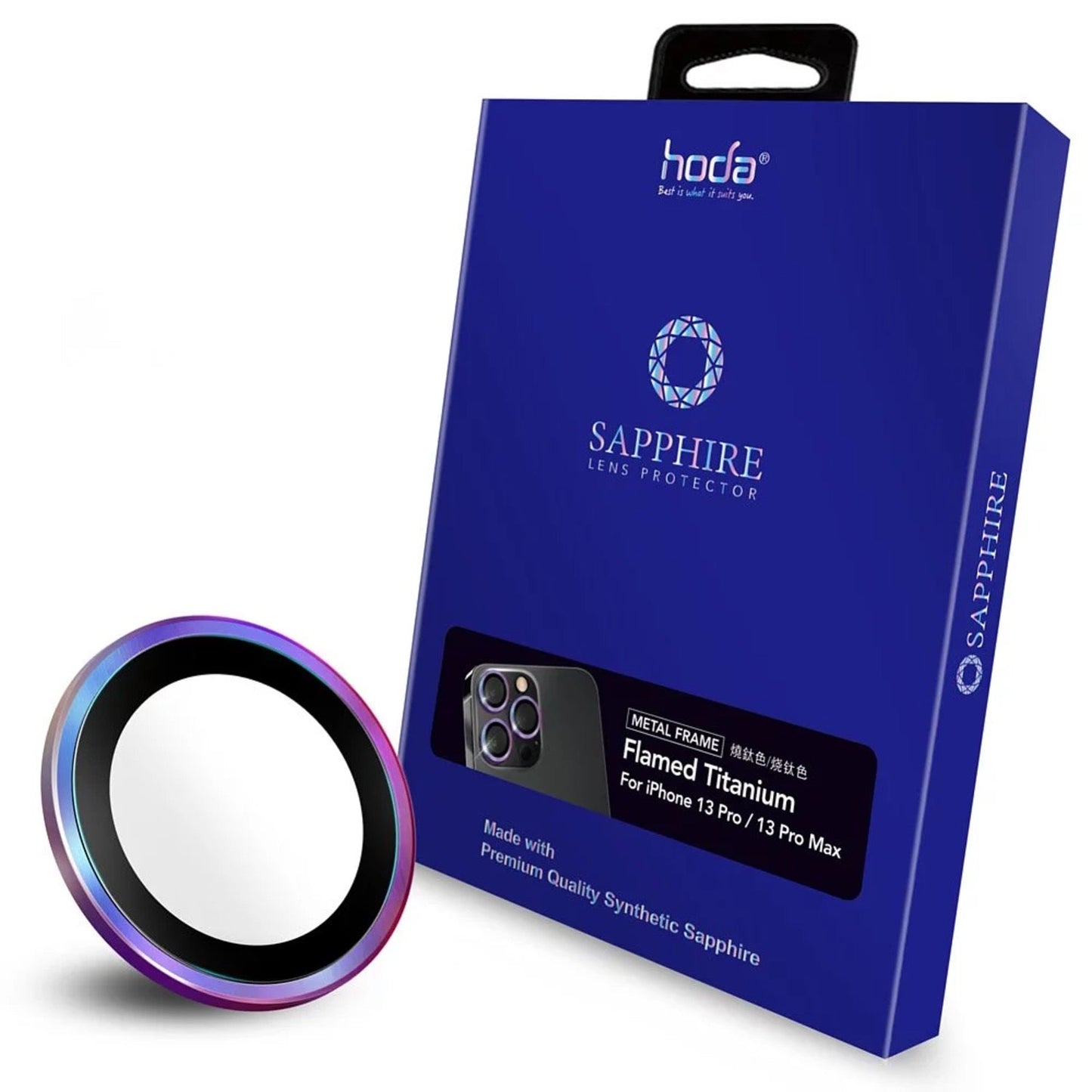 Hoda Sapphire Lens Protector for iPhone 13 Pro/13 Pro Max (2021) (Flamed Titanium) (3 Lens)