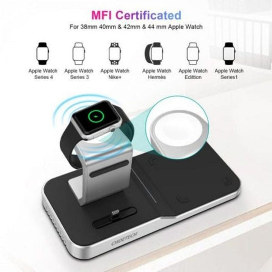 Choetech 4 In 1 Wireless Charging Dock iPhone + Apple Watch, Black (MFI) (T316)