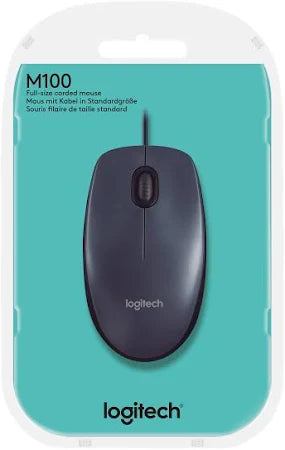 Logitech M-U0026 M100 Wired Optical USB Computer Mouse Black/Gray P/N 810-002182