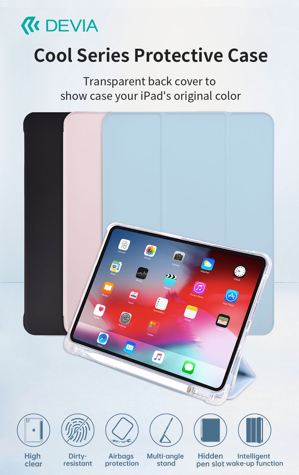 DEVIA Cool Series Protective Case for Apple iPads - Black