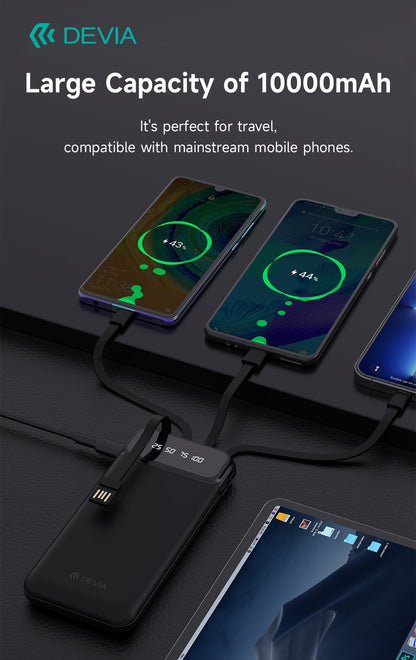 DEVIA Kintone Series Power Bank With Built-in 4 Cables (10000mAh)