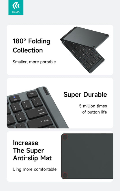 DEVIA Lingo Series Foldable Wireless Keyboard - Gray