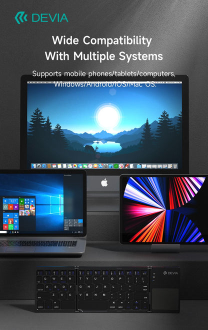 DEVIA Lingo Series Wireless Folding Keyboard with Touchpad - Gray