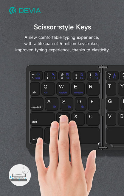 DEVIA Lingo Series Wireless Folding Keyboard with Touchpad - Gray