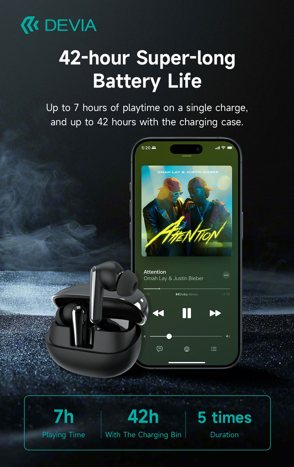 DEVIA Star Series ANC TWS-E4 Wireless Earphone - Black