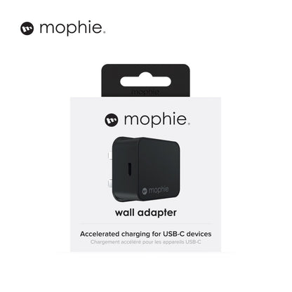 Mophie Wall Adapter Accelerated Charging for USB-C Devices 18W UK Plug, Black