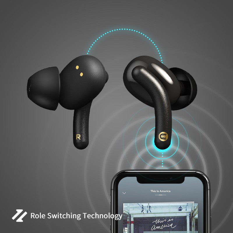 Mfish True Wireless Stereo Earbuds, Black