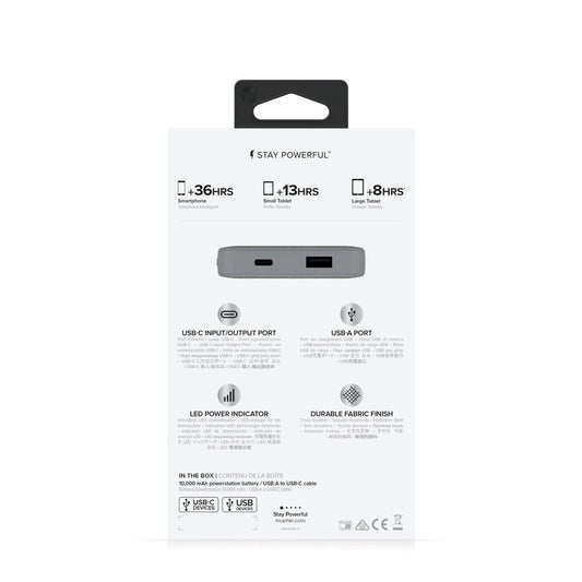 Mophie Powerstation Mini Portable Battery with USB-C & USB-A Port (5,000mAh), Gray