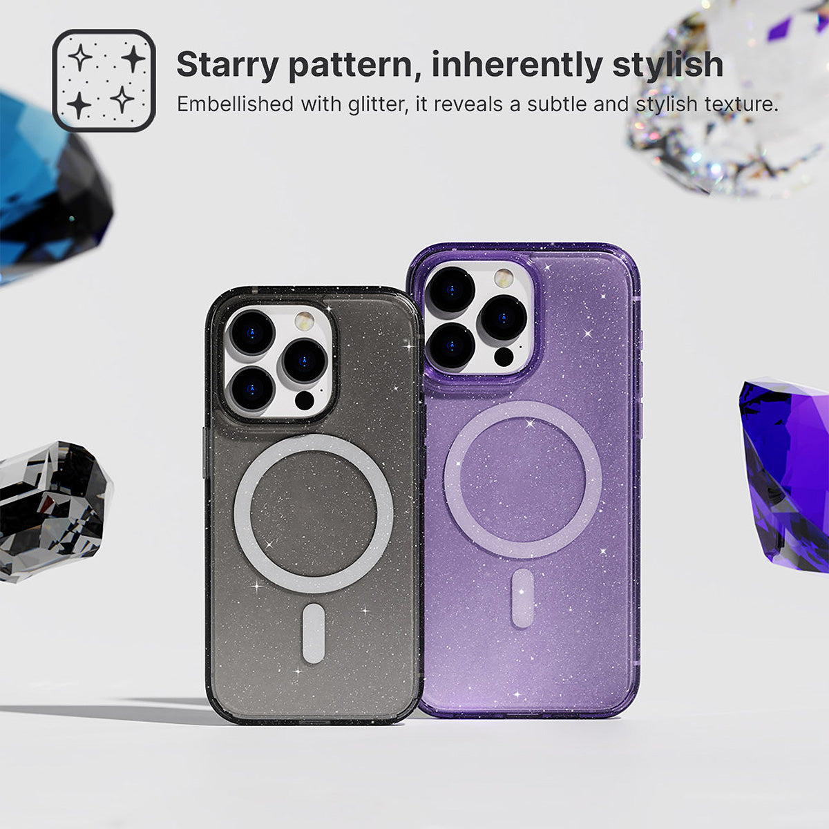 JTLEGEND Glitter Mag Hybrid Cushion Case with MagSafe for iPhone 15 Series (2023)