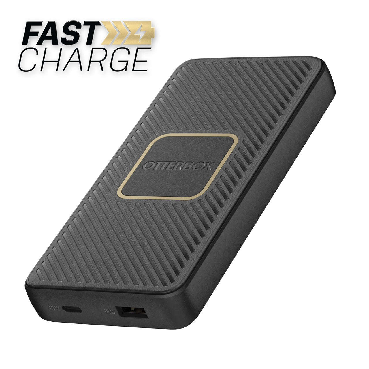 OtterBox Fast Charge Power Bank USB-A & USB-C 18W PD with Qi Wireless 10W Output - Black