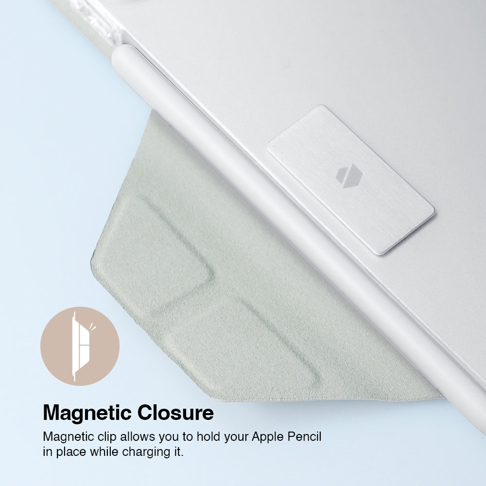 JTLEGEND Ness QCAC Folio Case with Pencil Clip for iPad Air 11" (2024/2025)/iPad Air 10.9" (2022/2020) - Ice Blue