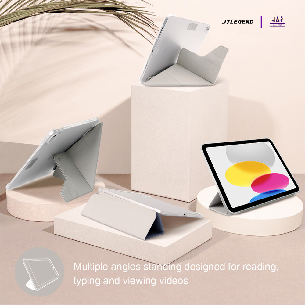 JTLEGEND Ness QCAC Folio Case with Pencil Clip for iPad Air 11" (2024/2025)/iPad Air 10.9" (2022/2020) - Ice Blue
