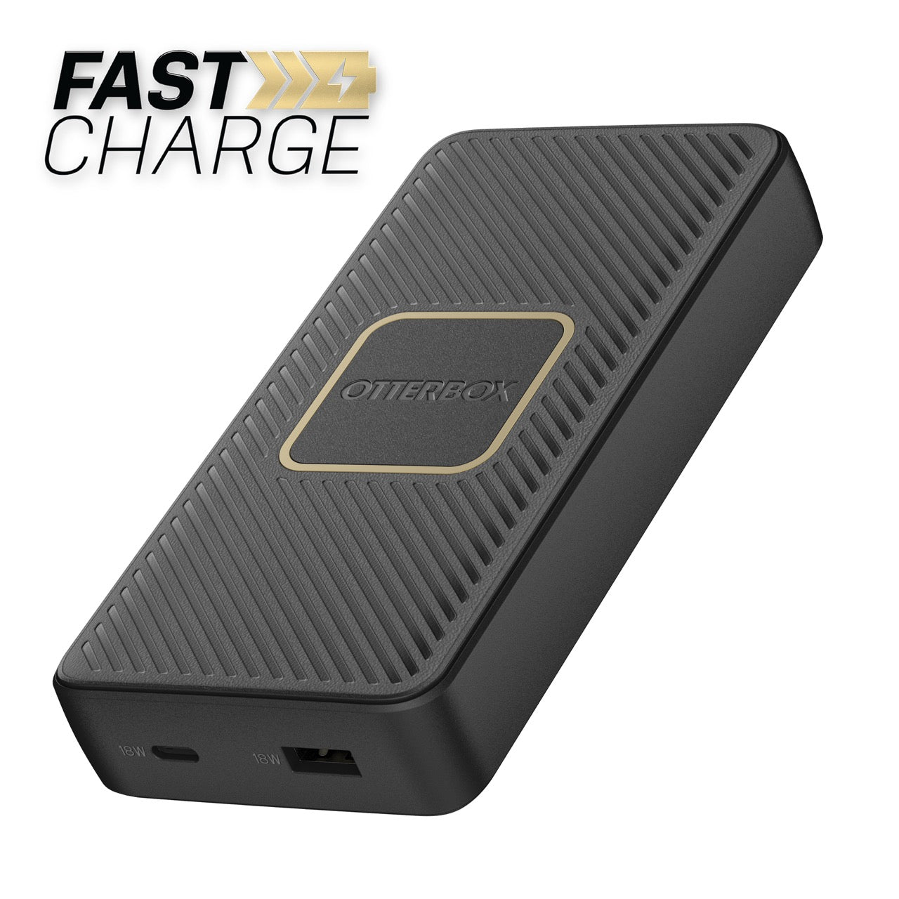 OtterBox Fast Charge Power Bank USB-A & USB-C 18W PD with Qi Wireless 10W Output - Black