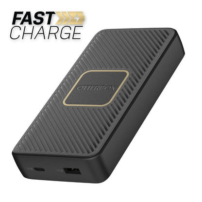 OtterBox Fast Charge Power Bank USB-A & USB-C 18W PD with Qi Wireless 10W Output - Black