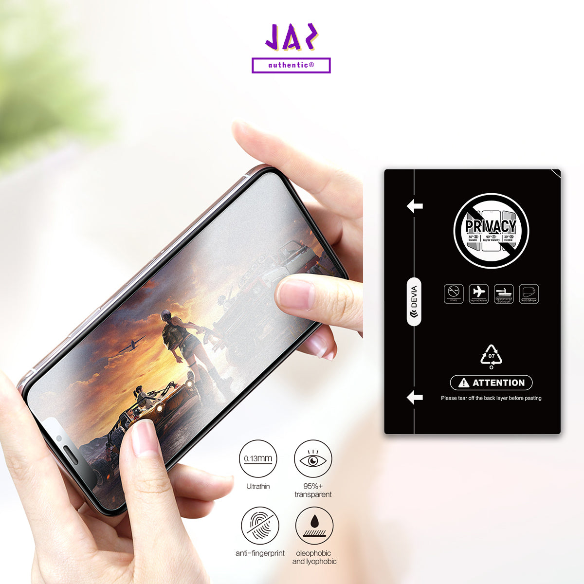 Devia Intelligent Privacy Protective Front Film For Smartphone, Clear