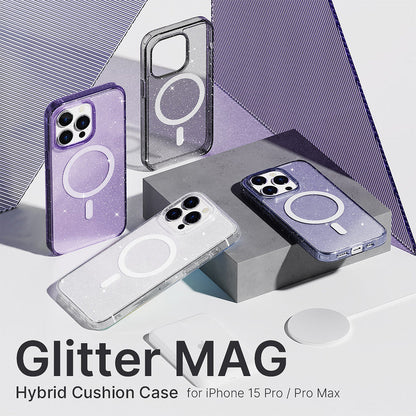 JTLEGEND Glitter Mag Hybrid Cushion Case with MagSafe for iPhone 15 Series (2023)