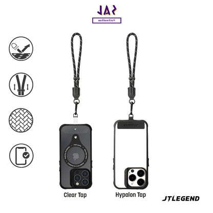 Power Support JTLEGEND Reflecting Multi-Functional Universal Wrist Strap 44cm, Cool Black, Lightweight Durable Anti-Lost Strap (Phone & Phone Case Not Included)