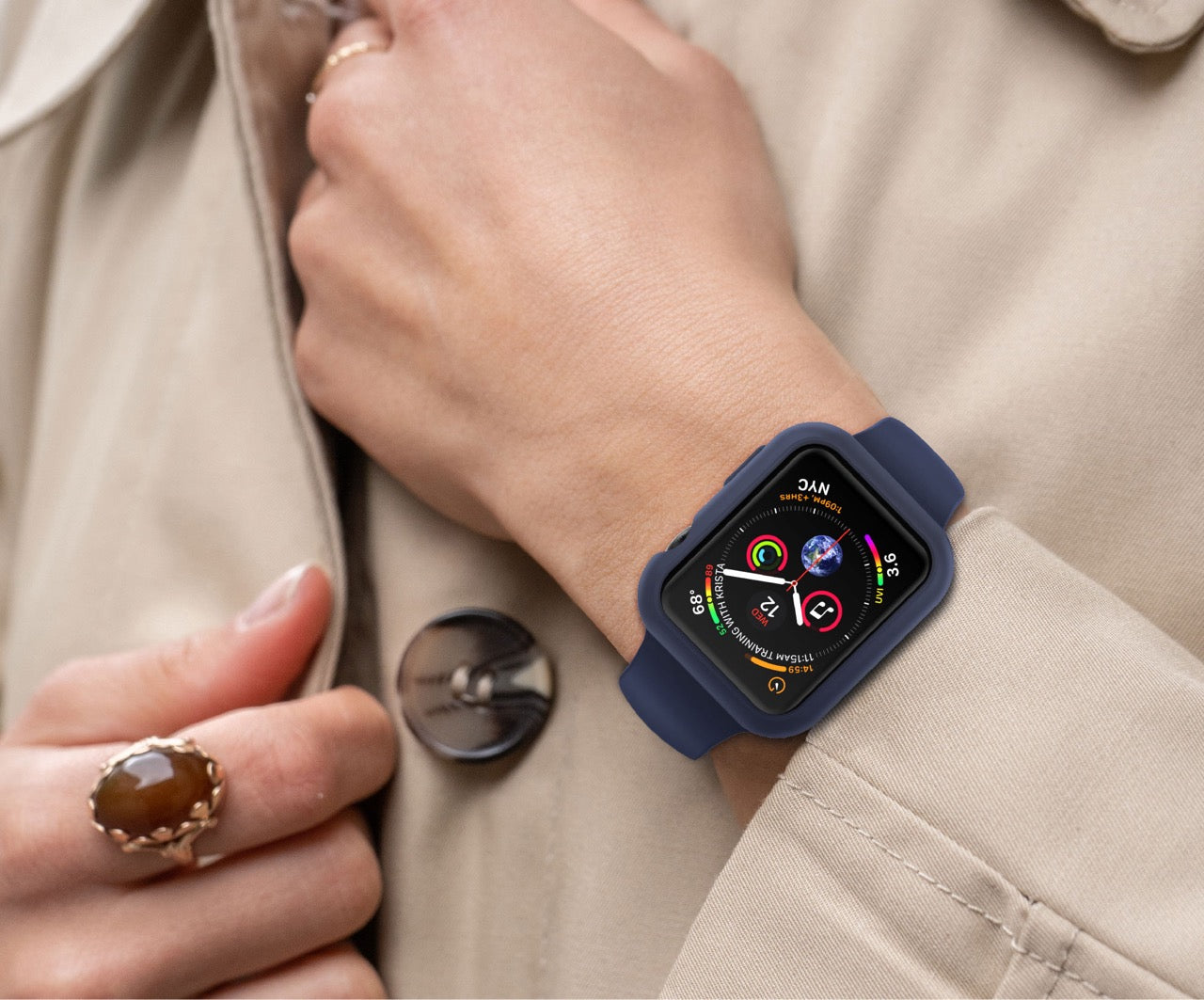 Power Support JTLEGEND Apple Watch Series 6/5/4/SE (44mm) Doux Navy Blue