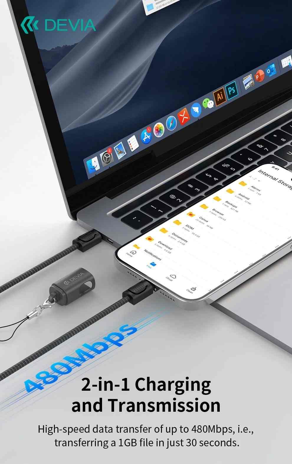 DEVIA Cable Ultra10 Type-C to Type-C Keychain Lanyard Fast Cable (0.2M) - Black