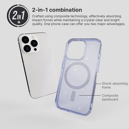 JTLEGEND Glitter Mag Hybrid Cushion Case with MagSafe for iPhone 15 Series (2023)