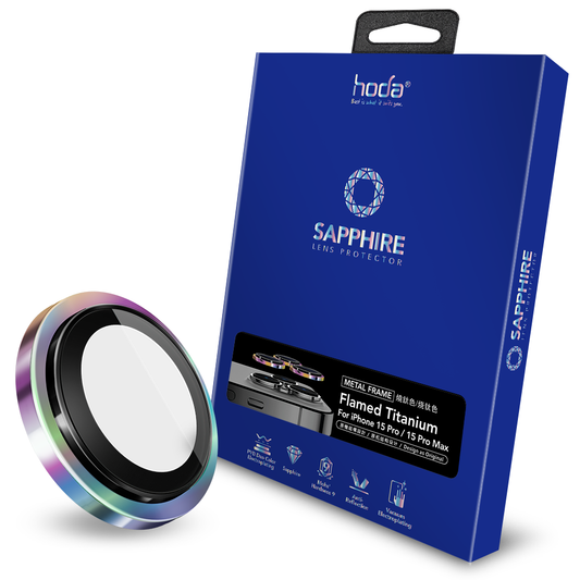 Hoda Sapphire Lens Protector for iPhone 16 Pro/16 Pro Max / iPhone 15 Pro/15 Pro Max / iPhone 15/15 Plus - Flamed Titanium